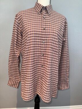 Vintage Yves Saint Laurent Men's Long-Sleeve Plaid Button-Down Shirt